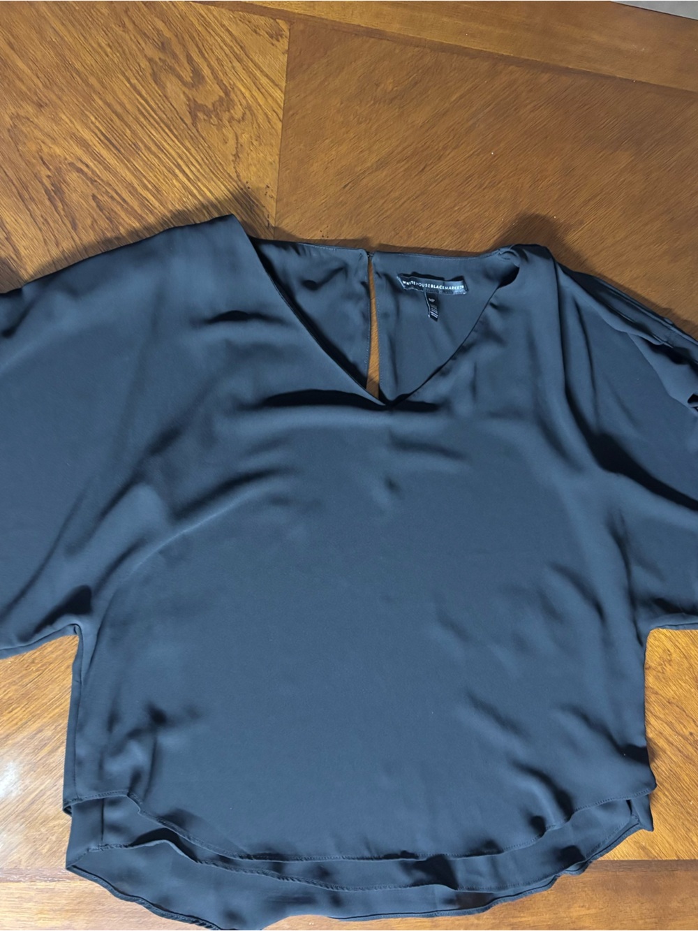 White House Black Market Black V-Neck Dolman Sleeve Blouse